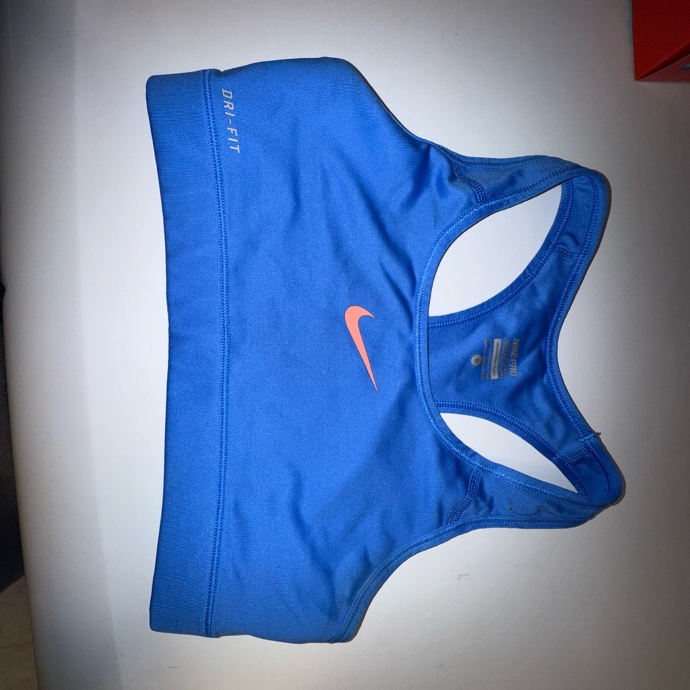 Nike Blue and Orange Sports Bra Racerback Design